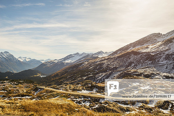 'Mountain road in the swiss alps; San Bernardino  Grisons  Switzerland'
