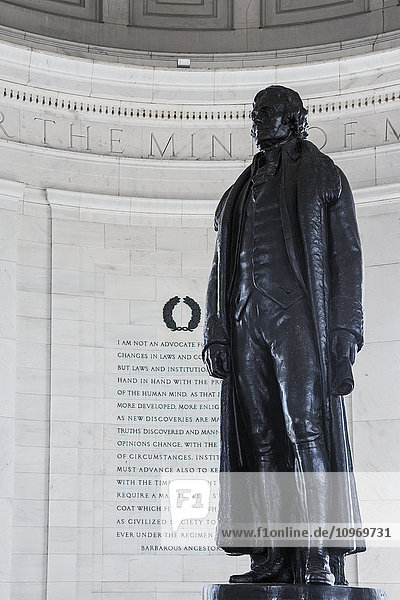 'Statue at Thomas Jefferson Memorial; Washington  District of Columbia  United States of America'