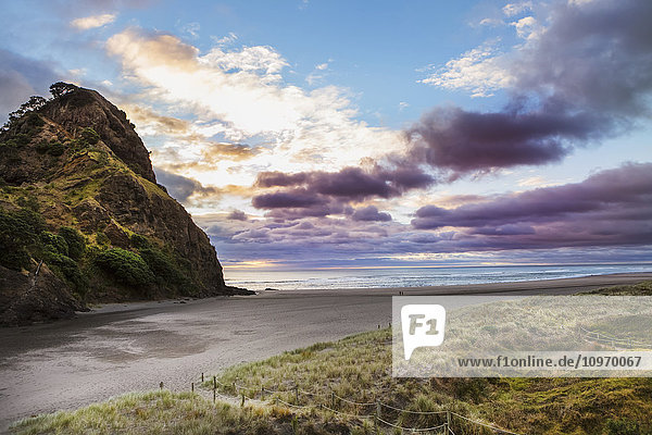 Sonnenuntergang am Surfstrand von Piha  etwas außerhalb von Auckland; Neuseeland'.