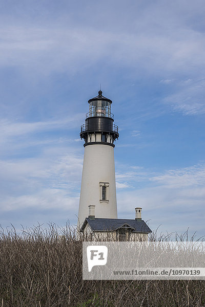 Ein schöner Leuchtturm steht am Yaquina Head an der Küste von Oregon; Oregon  Vereinigte Staaten von Amerika'.