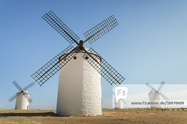 'Famous windmills in Campo Criptana  where the stories of Don Quixote come from; Ciudad Real  Castilla-La mancha  Spain'