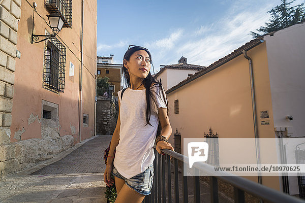 'A young Chinese woman in downtown Cuenca; Cuenca  Castile-La Mancha  Spain'