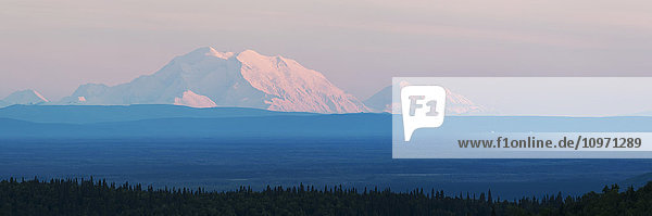 'Mount Mckinley Viewed From George Parks Highway At Sunset; Alaska  United States Of America'