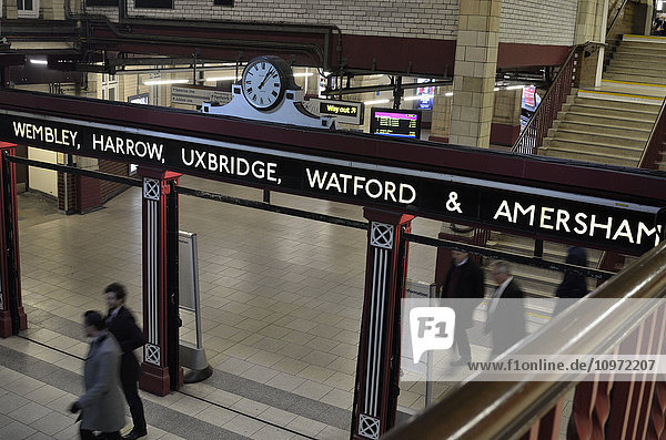 'Metropolitan line at Baker Street Underground Station  first opened 1863; London  England'