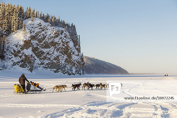 Katherine Keith on the Yukon River in the morning after leaving the Ruby checkpoint during Iditarod 2015
