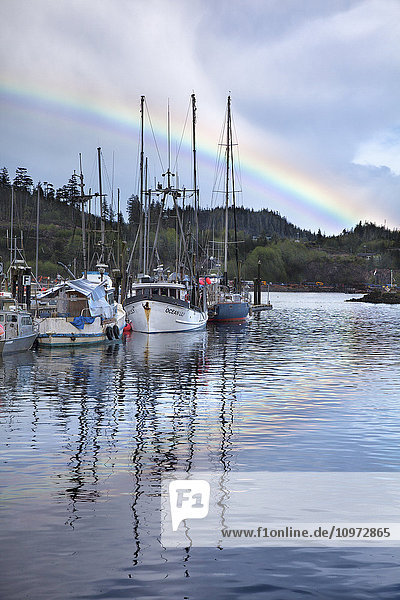 Rainbow over Port Hardy  Canada  British Columbia  Vancouver Island
