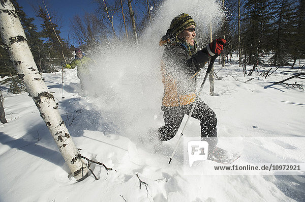Menschen beim Schneeschuhwandern  Inneres Alaska nördlich von Fairbanks  Winter
