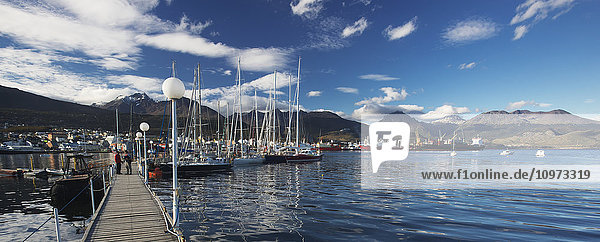'Sailboats in harbour; Ushuaia  Tierra Del Fuego  Argentina'
