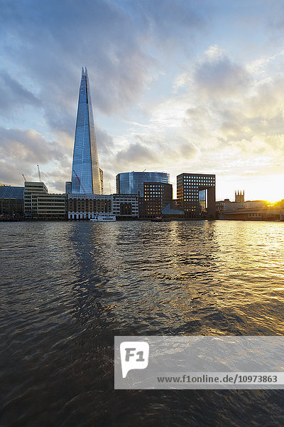 'Sunset view across the river Thames  including the Shard; London  England'