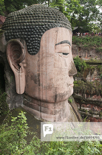 'Giant Buddha from Leshan the largest stone statue of Buddha around the world 71 metres tall; Sichuan province China'