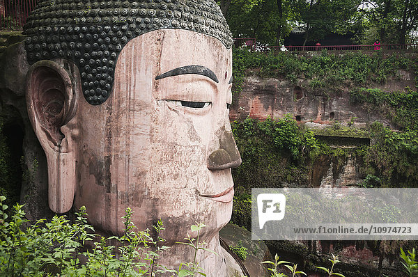 'Giant Buddha from Leshan the largest stone statue of Buddha around the world 71 metres tall; Sichuan province China'