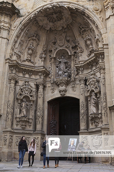 'The church of Santa Maria with its heavily ornamented baroque facade; San Sebastian  Spain'