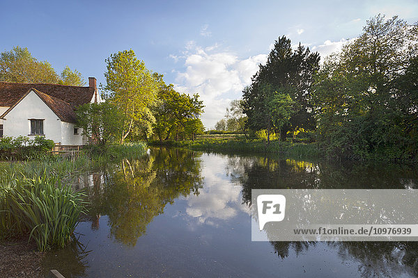 'View of Flatford Mill  where John Constable painted the famous picture  The Haywain; Flatford Mill  Suffolk  England'