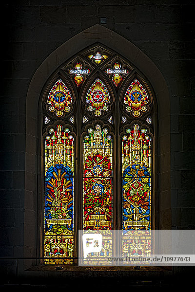 'Colourful stained glass window  Christ Church; Jerusalem  Israel'
