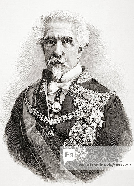 Juan González de la Pezuela y Ceballos  Conde de Cheste  1809 - 1906. Spanischer Politiker  Soldat  Schriftsteller und Dichter. Aus La Ilustracion Española y Americana  veröffentlicht 1892.
