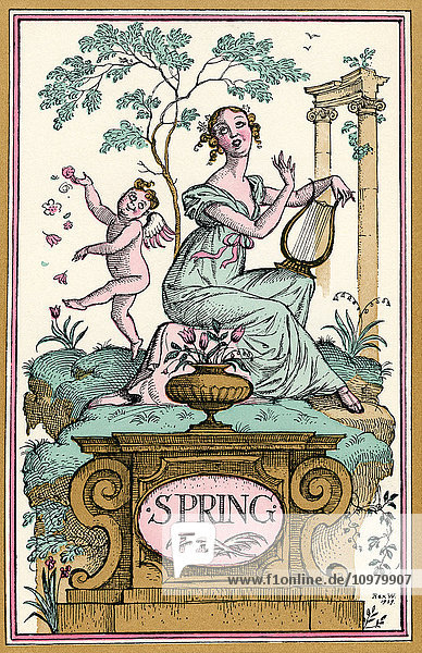 'Spring. Illustration by Reginald John ''Rex'' Whistler. From The New Forget-Me-Not  A Calendar  published 1929.'