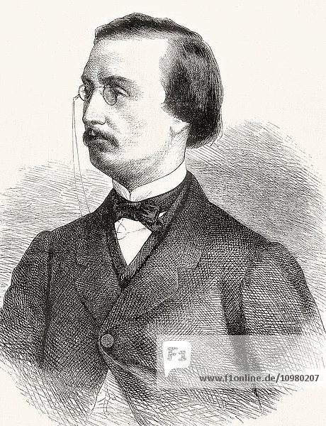 Jules Bara  1835 - 1900. Belgischer Staatsmann und liberaler Politiker. Aus L'Univers Illustre  veröffentlicht 1866.