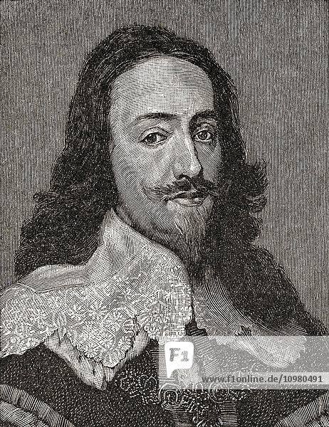 Karl I.  1600 bis 1649. König von England  Schottland und Irland. Aus A First Book of British History  veröffentlicht 1925.