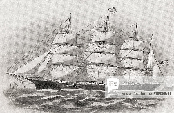 Die Great Republic  das größte hölzerne Klipperschiff  das je gebaut wurde. Aus The Romance of the Merchant Ship  veröffentlicht 1931.