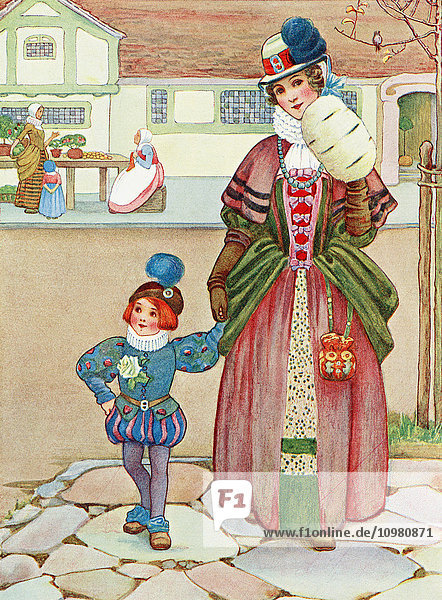 Illustration zu dem Gedicht Difference aus dem Buch Childhood von Millicent und Githa Sowerby  veröffentlicht 1907