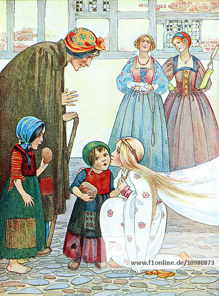Illustration zu dem Gedicht The Good Queen aus dem Buch Childhood von Millicent und Githa Sowerby  veröffentlicht 1907