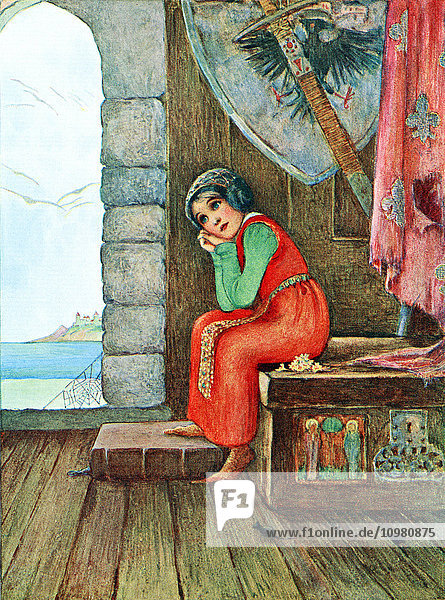 Illustration zu dem Gedicht The Old Chest aus dem Buch Childhood von Millicent und Githa Sowerby  veröffentlicht 1907