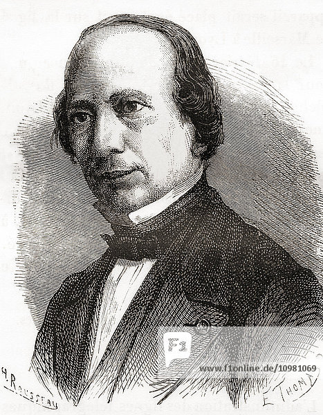 Giovanni Caselli  1815-1891. Italienischer Physiker. Erfinder des Pantelegrafen  auch Universaltelegraf genannt  dem Vorläufer des modernen Faxgeräts. Aus Les Merveilles de la Science  veröffentlicht um 1870