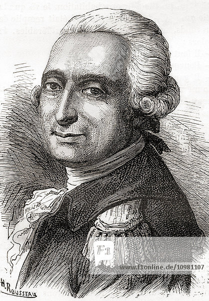François Laurent le Vieux d'Arlandes  1742 - 1809. Französischer Marquis  Soldat und ein Pionier der Heißluftballonfahrt. Aus Les Merveilles de la Science  veröffentlicht um 1870