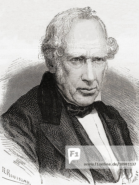 Sir William Fairbairn  1. Baronet (von Ardwick)  1789 - 1874. Schottischer Bauingenieur  Konstrukteur und Schiffbauer. Aus Les Merveilles de la Science  veröffentlicht um 1870