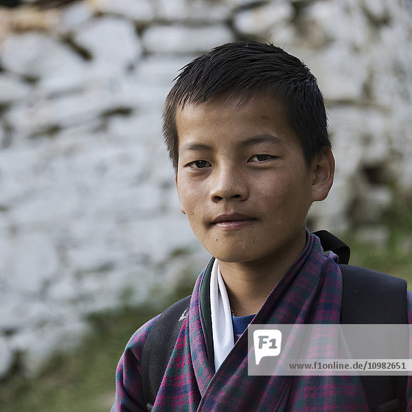 'Portrait of a teenage boy; Paro  Bhutan'