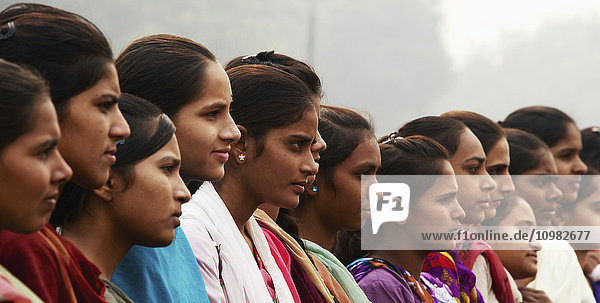 'Indian girls posing for a photo; New Delhi  Delhi  India'