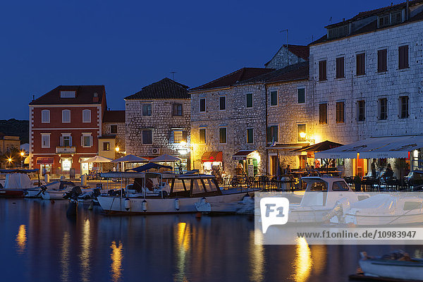 Croatia  Hvar Island  Stari Grad  harbour in the evening