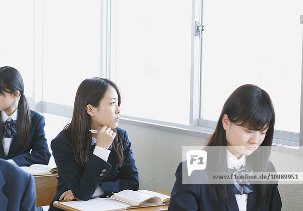 Japanese high-school students during a lesson
