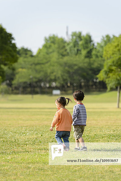 Kids playing in a city park