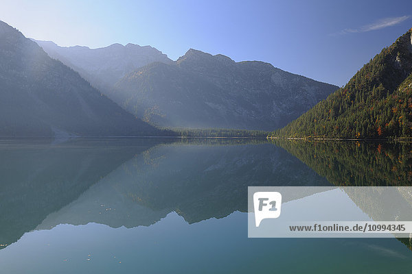 Reflection of Mountains in Lake  Plansee  Tyrol  Austria