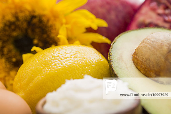 Sunflower and fresh lemon with avocado