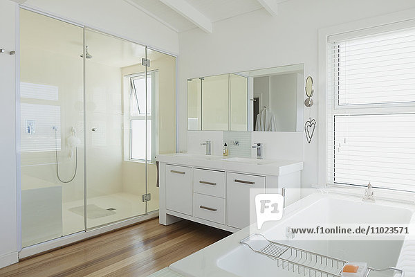 White modern bathroom home showcase interior