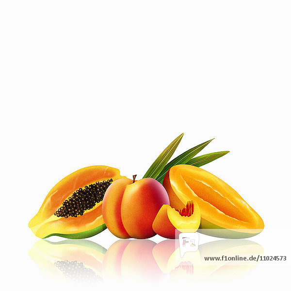 Frische Mango  Pfirsich und Papaya