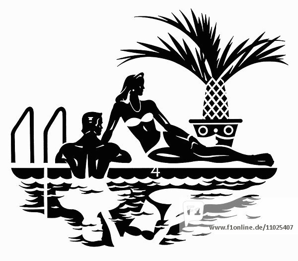 Elegantes Paar entspannt am Swimmingpool
