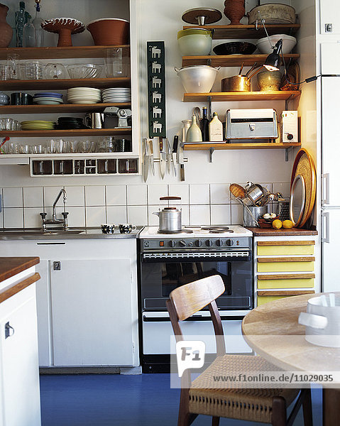 The interior of a kitchen.
