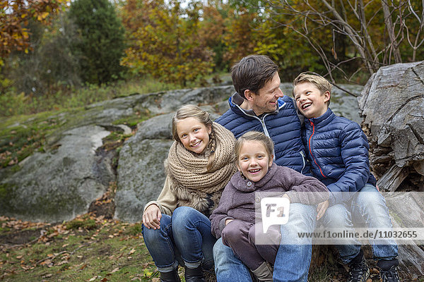 Father with three children  Karlskrona  Blekinge  Sweden