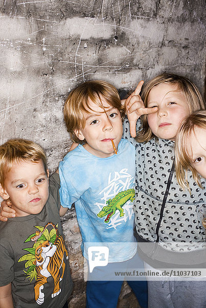 Portrait of four boys  Sweden.