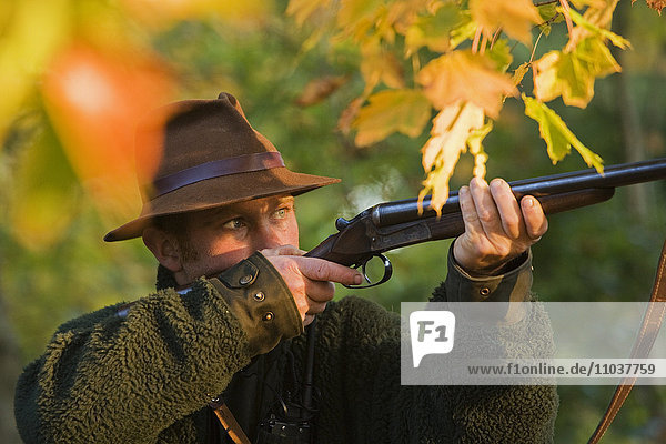 A man hunting in the autumn  Sweden.