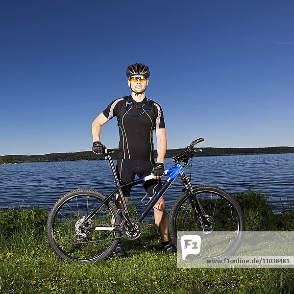 Cyclist with a mountainbike  Sweden.
