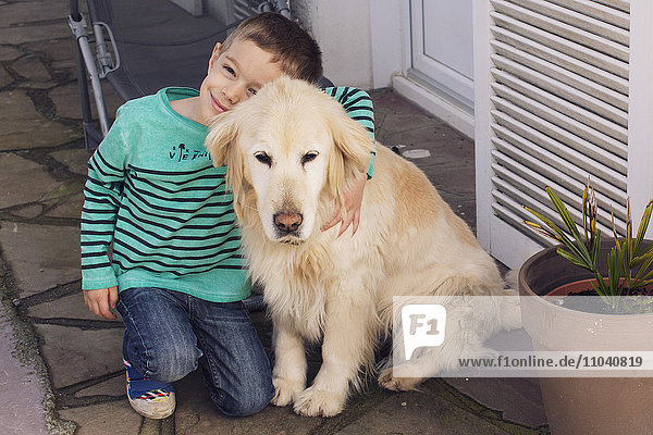 Boy with family dog