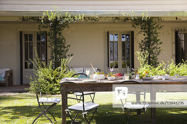 Table set for outdoor meal