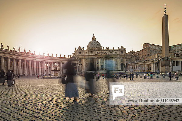 Blurred view of people walking in Saint Peters Square  Rome  Lazio  Italy