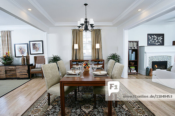 Dining table and chairs in modern dining room