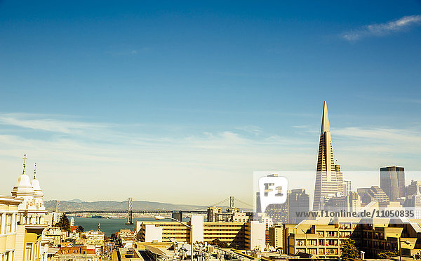 Stadtbild von San Francisco unter blauem Himmel  Kalifornien  Vereinigte Staaten