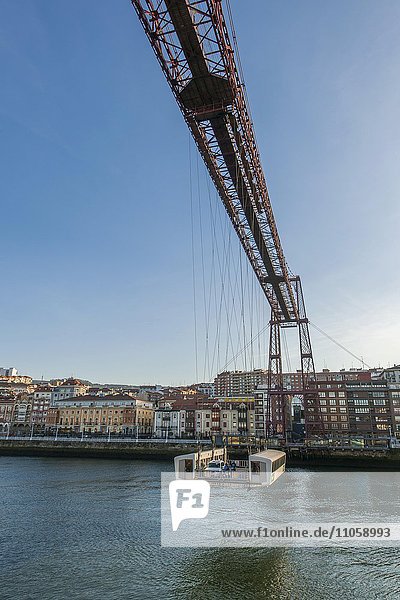 Die Biskaya-Brücke,  auch Puente Colgante,  oder Hängende Brücke,  1893 eröffnet,  UNESCO-Weltkulturerbe,  Bilbao,  Portugalete,  Baskenland,  Spanien,  Europa